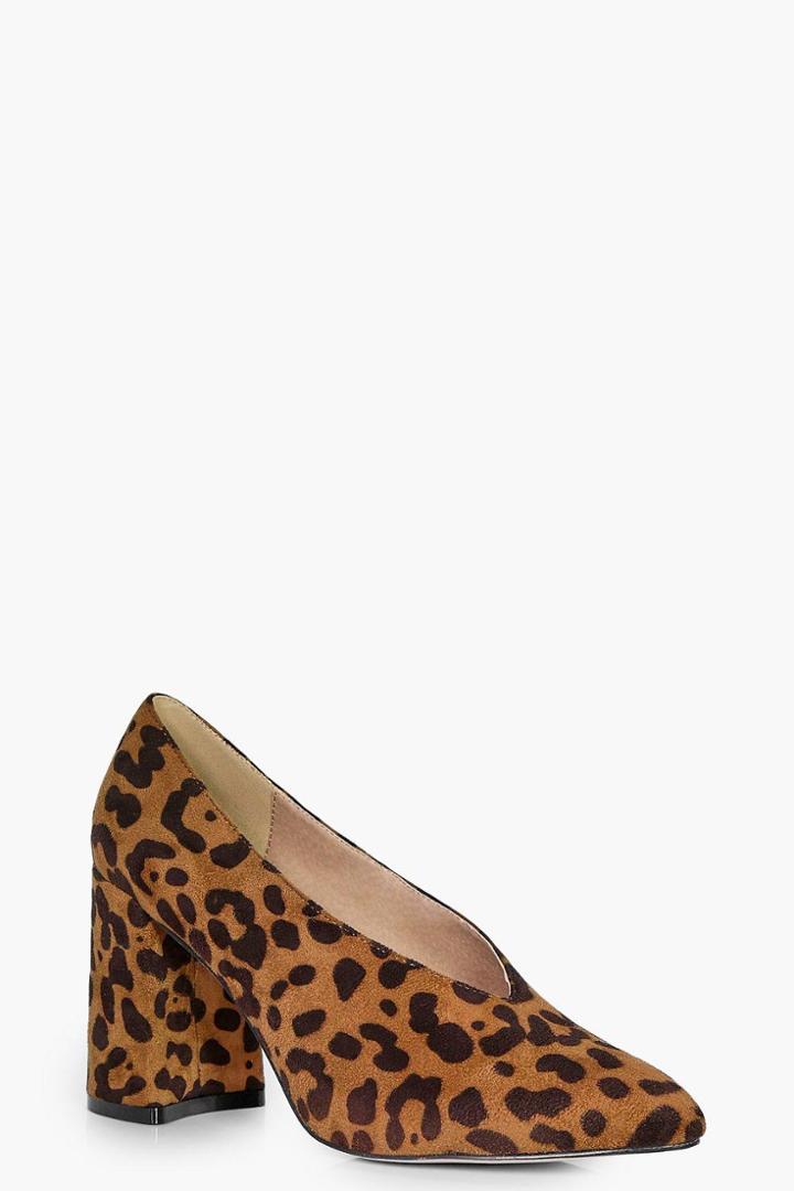 Boohoo Sophie V Cut Midi Heel Leopard