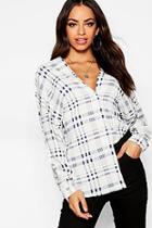Boohoo Check Collarless Shirt
