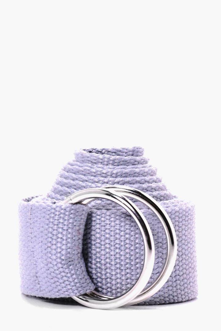 Boohoo Grey Xl Canvas Ring Fasten Belt Grey