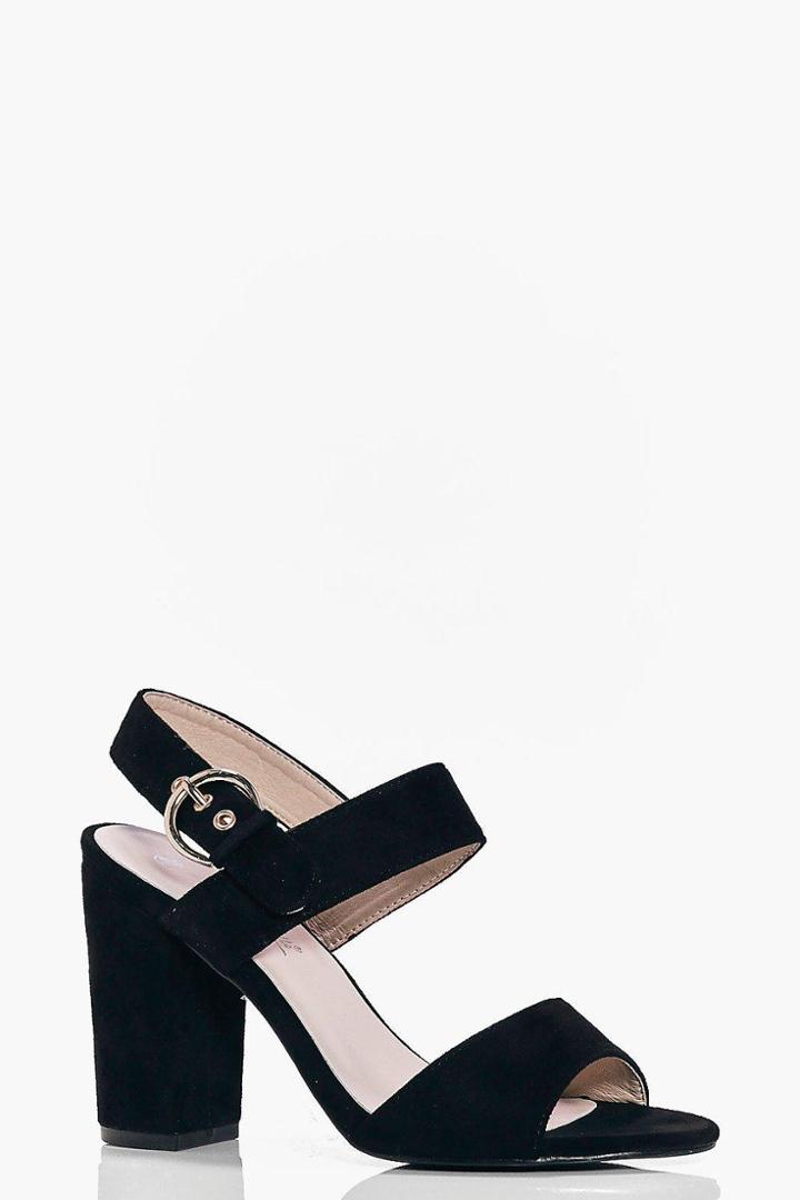 Boohoo Katie Double Band 2 Part Heels Black