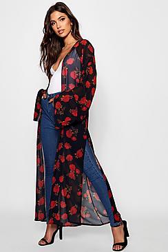 Boohoo Tall Floral Chiffon Kimono