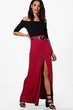 Boohoo Sofie Front Split Jersey Maxi Skirt