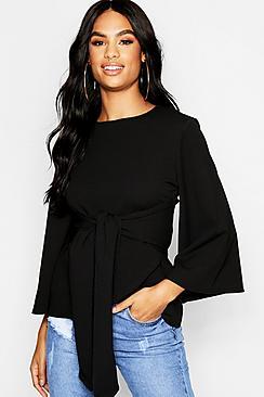 Boohoo Tall Tie Waist Kimono Sleeve Top