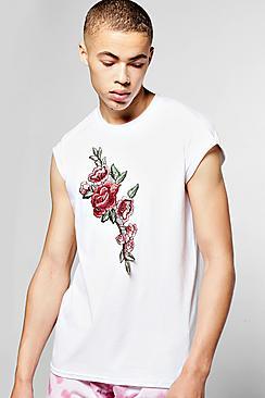 Boohoo Rose Embroidered Chest Tank