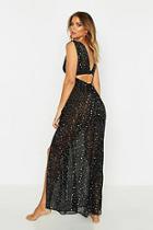 Boohoo Star Plunge Cut Out Maxi Beach Dress
