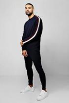 Boohoo Knitted Sweater Tracksuit With Side Stripes