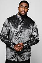 Boohoo Big And Tall Long Sleeve Velour Shirt