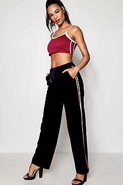 Boohoo Dani Side Stripe Cord Wide Leg Trousers