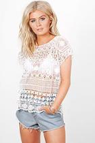 Boohoo Yvonne Crochet Wide Neck T Shirt
