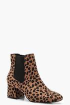 Boohoo Leopard Block Heel Shoe Boots
