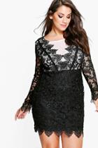 Boohoo Plus Alison Lace Plunge Scallop Dress Multi