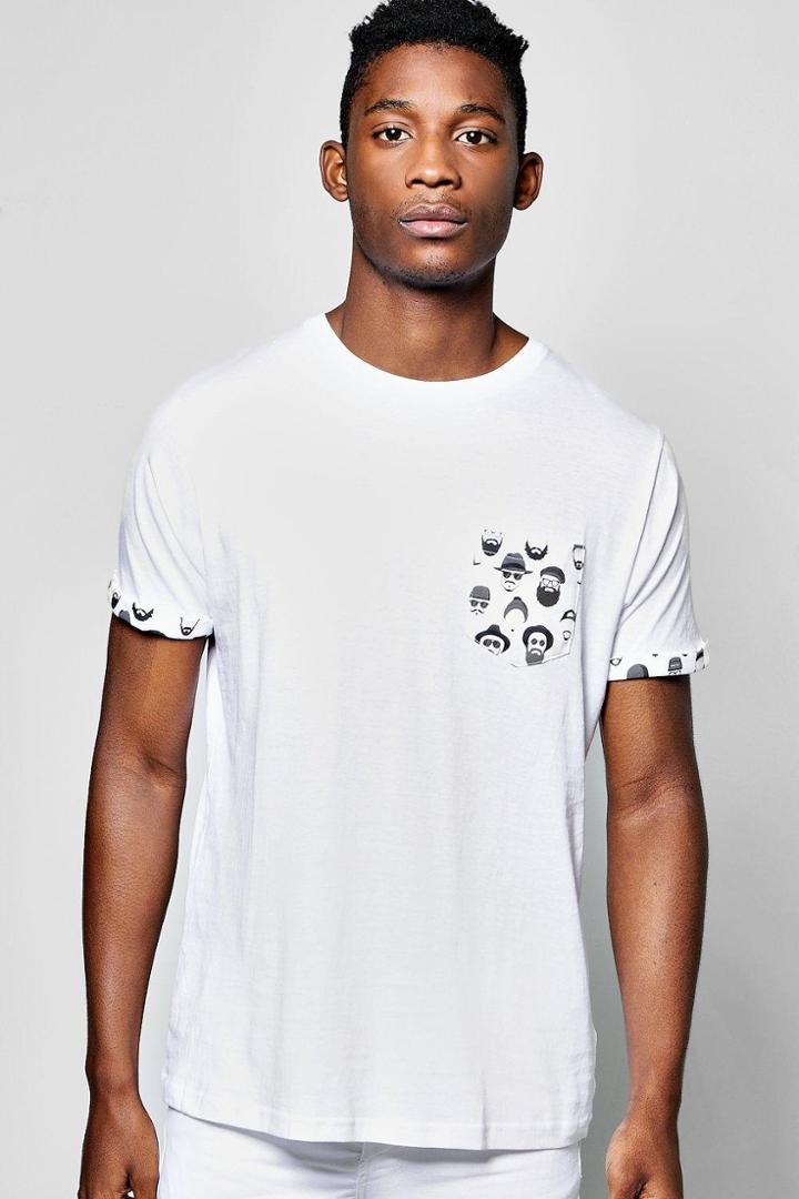 Boohoo Micro Pocket Print T Shirt White