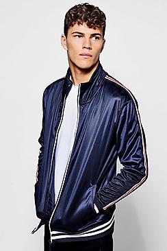 Boohoo Tricot Track Top With Side Tape