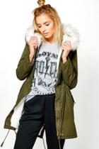 Boohoo Harriet Faux Fur Parka White