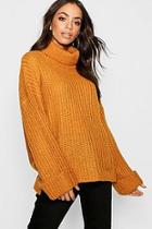 Boohoo Rib Knit Wide Cuff Roll Neck Sweater