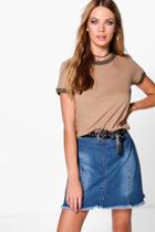 Boohoo Connie Contrast Ringer T-shirt Stone