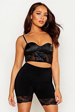 Boohoo Lace Trim Double Layer Cycling Short