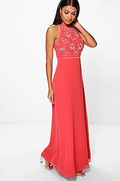 Boohoo Boutique Floral Top High Neck Maxi Dress