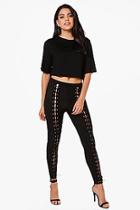 Boohoo Daisy Lace Up Trousers & Boxy Crop Co-ord Set