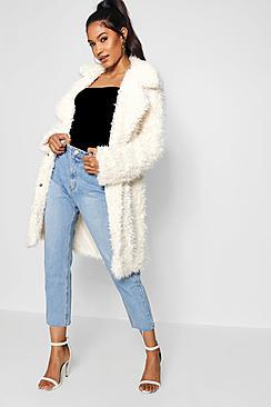 Boohoo Shaggy Faux Fur Look Coat