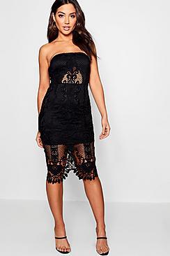 Boohoo Harley Lace Bandeau Midi Dress