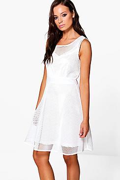 Boohoo Briella Mesh Skater Dress