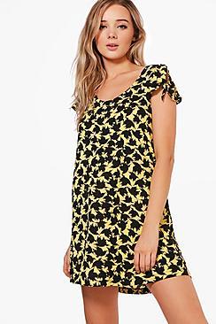 Boohoo Izzy Bird Print Shift Dress