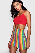 Boohoo Mila Rainbow Bodycon Mini Skirt