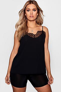 Boohoo Plus Ayesha Lace Detail Woven Cami