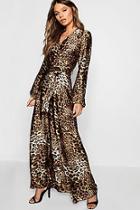 Boohoo Leopard Print Satin Maxi Dress