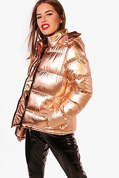 Boohoo Petite Charis Metallic Padded Jacket