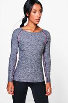 Boohoo Amy Fit Long Sleeve Running Tee Grey