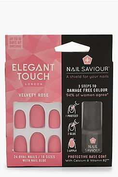 Boohoo Elegant Touch Velvety Rose False Nails & Glue