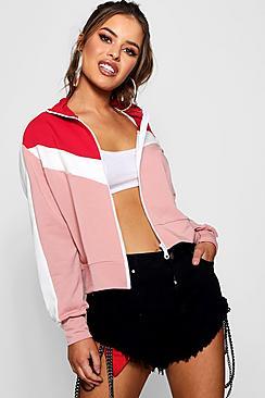 Boohoo Petite Megan Retro Colour Block Bomber Jacket