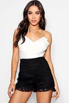 Boohoo Diana Lace Ruffle Hem Shorts