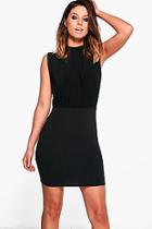 Boohoo Nuala High Neck Rouched Bodycon Dress
