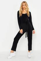 Boohoo Light Weight Loop Back Belted Jumpsuit
