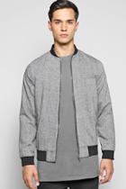 Boohoo Smart Slim Fit Tweed Tailored Bomber Grey