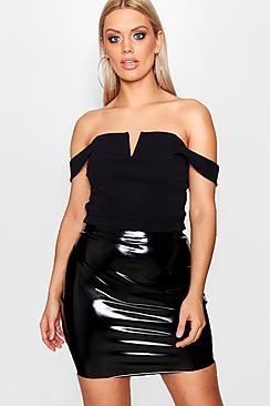 Boohoo Plus Lisa Bardot Crop Top
