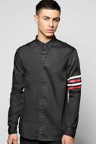 Boohoo Stripe Detail Long Sleeve Shirt Black