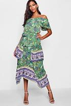 Boohoo Alivia Layered Boarder Print Maxi Dress