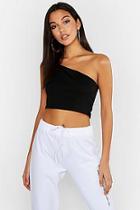 Boohoo Tall Jumbo Rib Asymmetric One Shoulder Vest