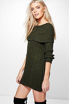 Boohoo Lily Bardot Jumper Dress
