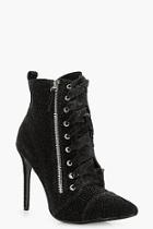 Boohoo Susie Shimmer Stiletto Pointed Hiker Boot