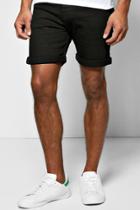 Boohoo Skinny Fit Black Denim Shorts In Mid Length Black