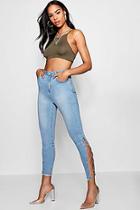 Boohoo Chain Lace Up Side Skinny Jeans