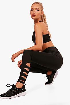 Boohoo Brooke Fit Criss Cross Hem Running Legging