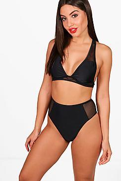 Boohoo Florida Mesh Triangle High Waisted Bikini