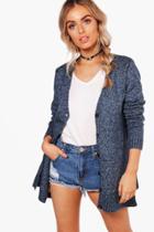Boohoo Becky V Neck Marl Jumper Blue