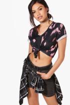 Boohoo Alice Knot Bleached Crop Black